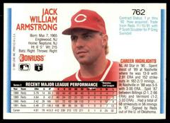 Back Of Card | Jack Armstrong [Base] Baseball Cards 1992 Donruss