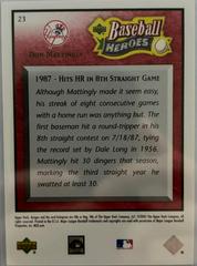 Back | Don Mattingly [Red] Baseball Cards 2005 Upper Deck Baseball Heroes