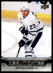 Matthew Knies #DD-18 Hockey Cards 2023 Upper Deck Debut Dates Prices