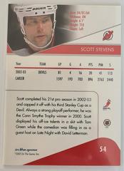 Backside | Scott Stevens Hockey Cards 2003 ITG Toronto Star