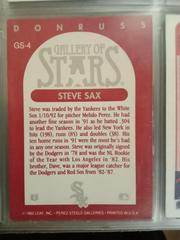 Reverse Image | Steve Sax Baseball Cards 1992 Panini Donruss Triple Play Gallery of Stars