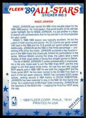 1989 FLEER STICKER MAGIC JOHNSON #5 LOS ANGELES LAKERS HOF PSA 7 NM  60902317 - AA Mint Cards
