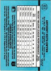 Back Of Card | Tony Gwynn Baseball Cards 1988 Donruss MVP