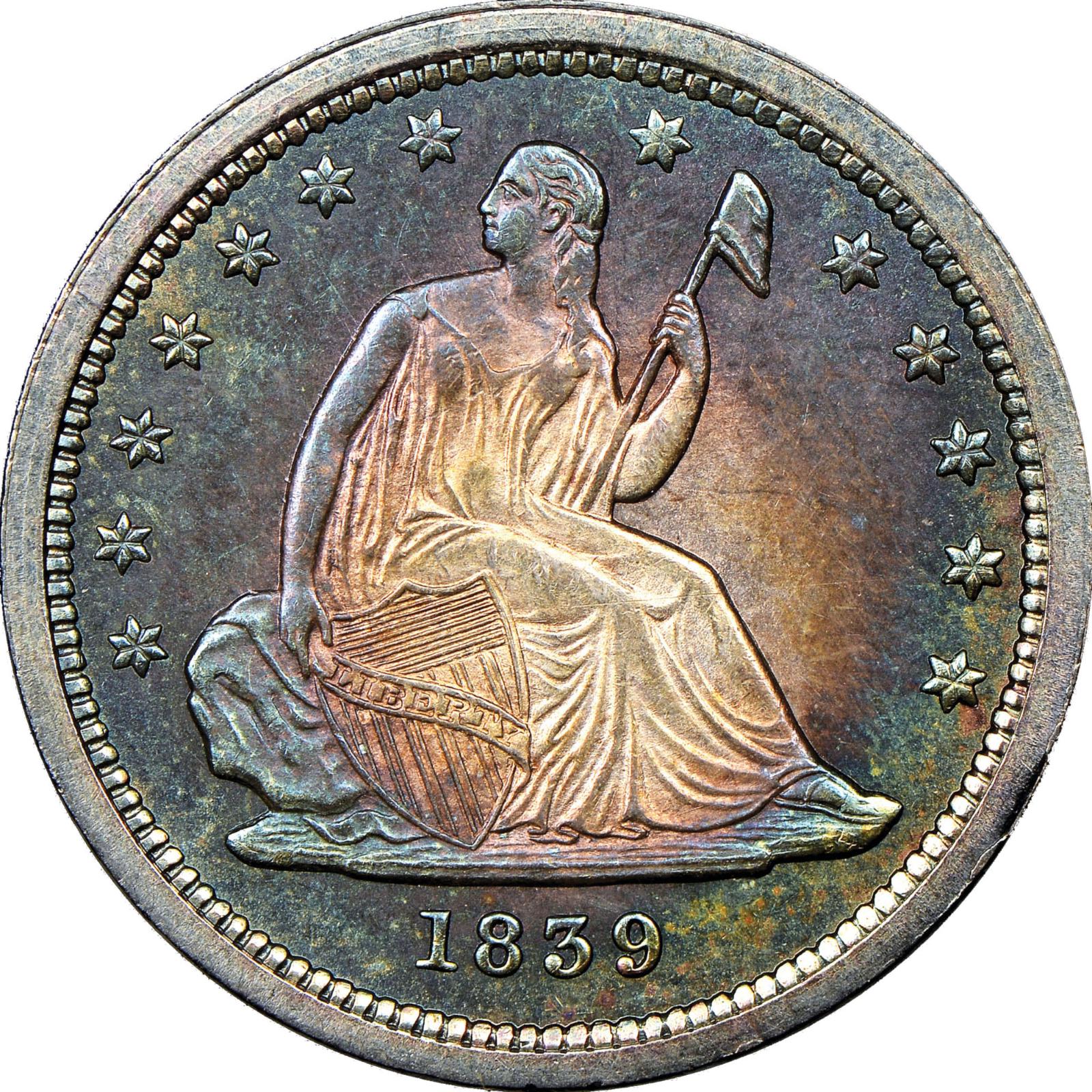 1839 Coins Seated Liberty Quarter