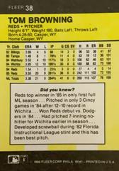 Rear | Tom Browning Baseball Cards 1986 Fleer Mini