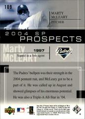 Marty McLeary 2004 SP Prospects Back | Marty McLeary Baseball Cards 2004 SP Prospects