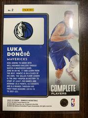 Back | Luka Doncic Basketball Cards 2022 Panini Donruss Complete Players
