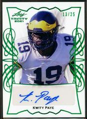 Kwity Paye [Green] Football Cards 2021 Leaf Trinity Portrait Autographs Prices