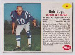 Bob Boyd [Hand Cut] #77 Football Cards 1962 Post Cereal Prices