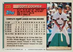 Rear | Scott Cooper Baseball Cards 1994 Topps Gold