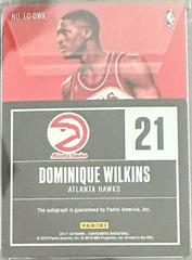 Back | Dominique Wilkins Basketball Cards 2018 Panini Contenders Legendary Contenders Autographs