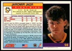 Back Of Card | Jaromir Jagr Hockey Cards 1991 Score American