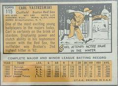 Back | Carl Yastrzemski Baseball Cards 1963 Topps