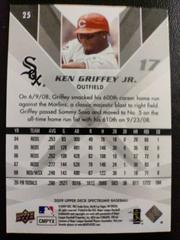 Card Back | Ken Griffey jr Baseball Cards 2009 Upper Deck Spectrum