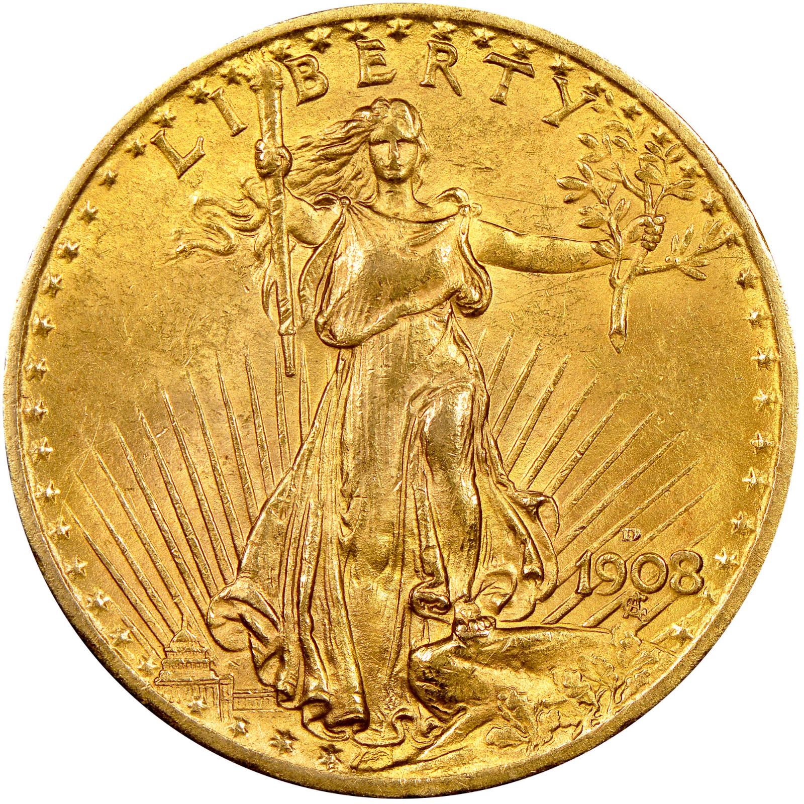 1908 [NO MOTTO] Coins Saint-Gaudens Gold Double Eagle