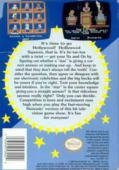 Hollywood Squares - Back | Hollywood Squares NES