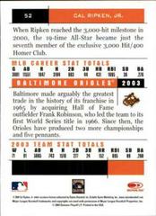 Back | Cal Ripken Jr Baseball Cards 2004 Donruss Team Heroes