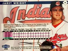 Rear | Jaret Wright Baseball Cards 1998 Fleer Tradition