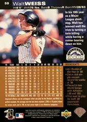 Rear | Walt Weiss Baseball Cards 1997 Upper Deck