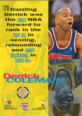 Back Of Card | Derrick Coleman Basketball Cards 1993 Stadium Club