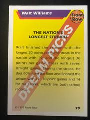 Back | Walt Williams Basketball Cards 1992 Front Row Dream Picks