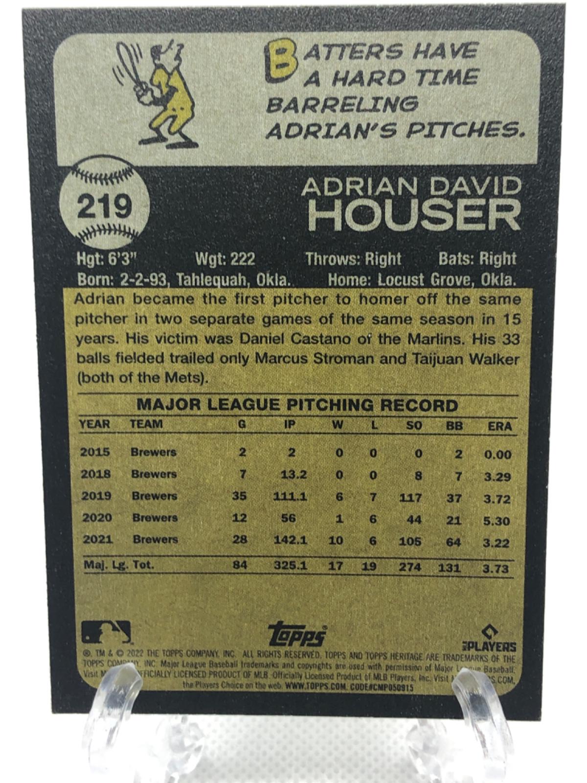 Adrian Houser 219 Prices 2022 Topps Heritage Baseball Cards