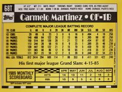 Rear | Carmelo Martinez Baseball Cards 1990 Topps Traded Tiffany