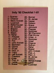 Indy ‘92 Checklist [1-81] #81 Racing Cards 1993 Hi Tech Prices