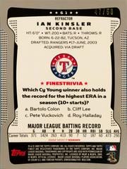 Rear | Ian Kinsler [Gold Refractor] Baseball Cards 2009 Finest