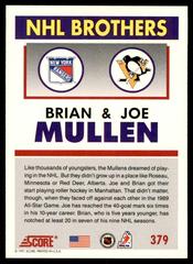 Back Of Card  | Brian & Joe Mullen Hockey Cards 1991 Score American