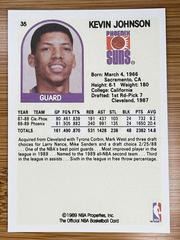 Back | Kevin Johnson Basketball Cards 1989 Hoops