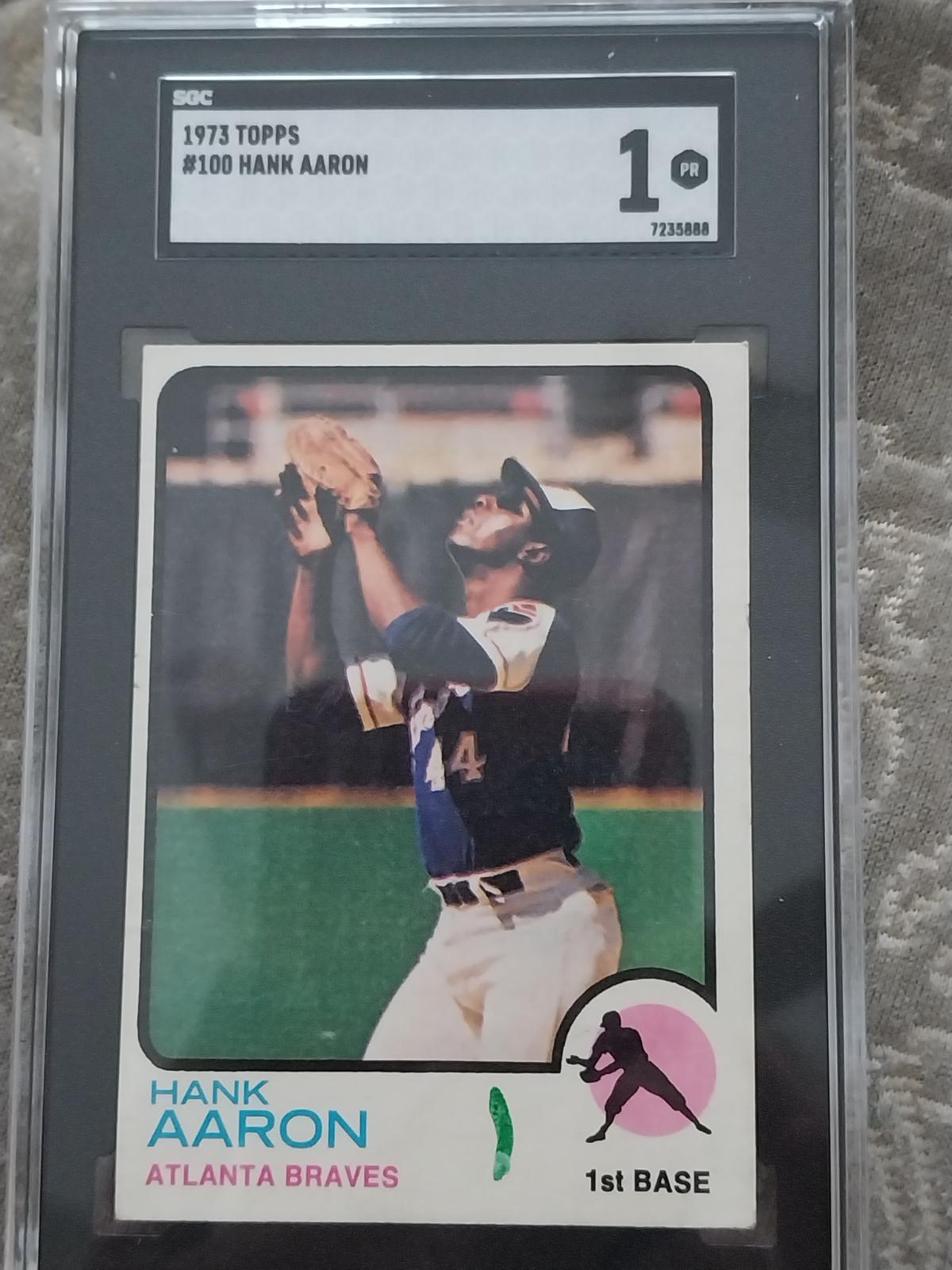 Hank Aaron Graded 1 1973 Topps