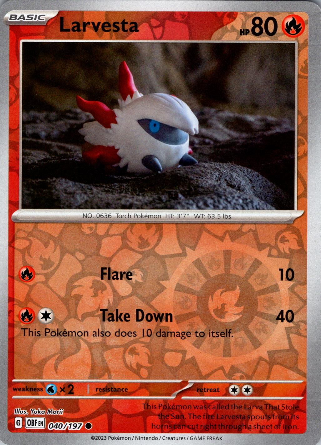 Larvesta [Reverse Holo] #40 Prices | Pokemon Obsidian Flames | Pokemon ...