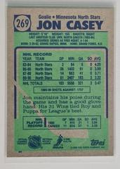Backside | Jon Casey Hockey Cards 1990 Topps