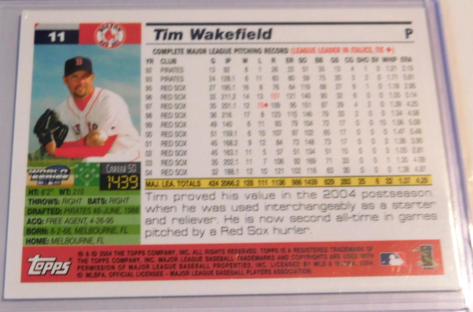 TIM WAKEFIELD #11 Prices | 2004 Topps World Series Commemorative Set