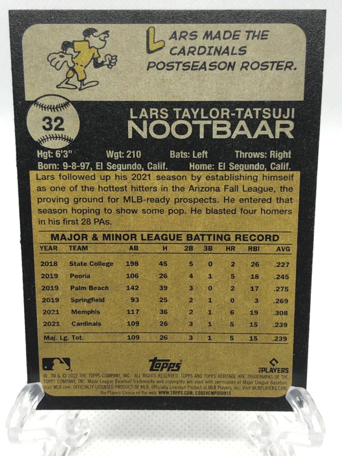 Lars Nootbaar 32 Prices [Rookie] 2022 Topps Heritage Baseball Cards