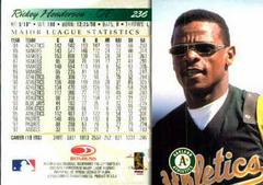 Back | Rickey Henderson [Silver Press Proof] Baseball Cards 1998 Donruss