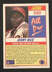 Back | Jerry Rice Football Cards 1990 Panini Score