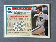 Back | Matt Williams Baseball Cards 1993 Topps Pre Production