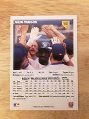 Rear Of Card | Greg Vaughn [Error rear of card print of yellow] Baseball Cards 1993 Donruss