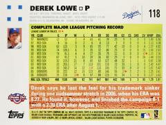 Rear | Derek Lowe Baseball Cards 2007 Topps Opening Day