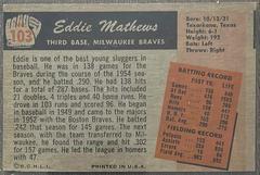 Back | Eddie Mathews Baseball Cards 1955 Bowman