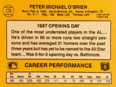 Rear | Pete O’Brien Baseball Cards 1987 Donruss Opening Day