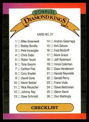 Checklist 1-26 [Diamond Kings] Baseball Cards 1989 Donruss Prices