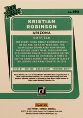 Rear | Kristian Robinson [Silver] Baseball Cards 2021 Panini Donruss Rated Prospects