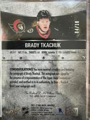 Back | Brady Tkachuk [Green Autograph] Hockey Cards 2021 Skybox Metal Universe