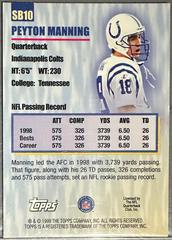 Back Of Card | Peyton Manning Football Cards 1999 Topps Season's Best