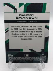 Back Of Card | Dansby Swanson Baseball Cards 2021 Topps Fire