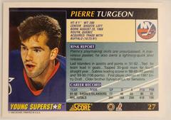 Back Of Card | PIerre Turgeon Hockey Cards 1992 Score Young Superstars