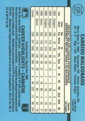 Reverse | Candy Maldonado Baseball Cards 1988 Leaf